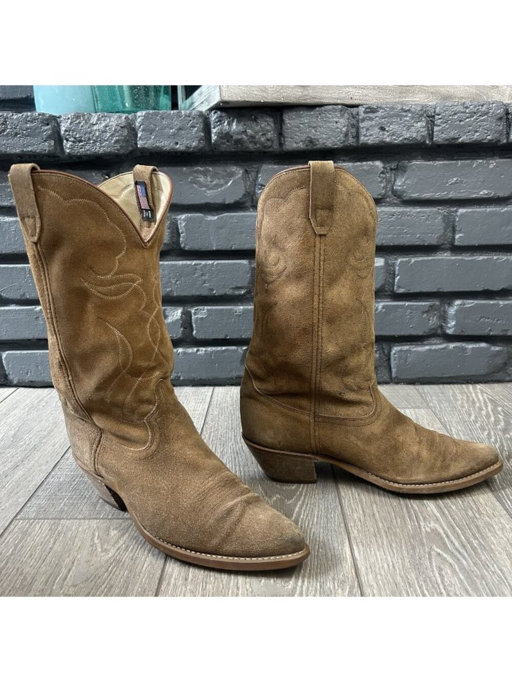 Acme Vintage Suede Western Cowboy Boots Mens 10.5 D